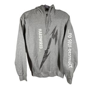 Metallica Hardwired Hoodie Mens S Gray‎ Sleeve Graphic Destruct Sweatshirt RARE
